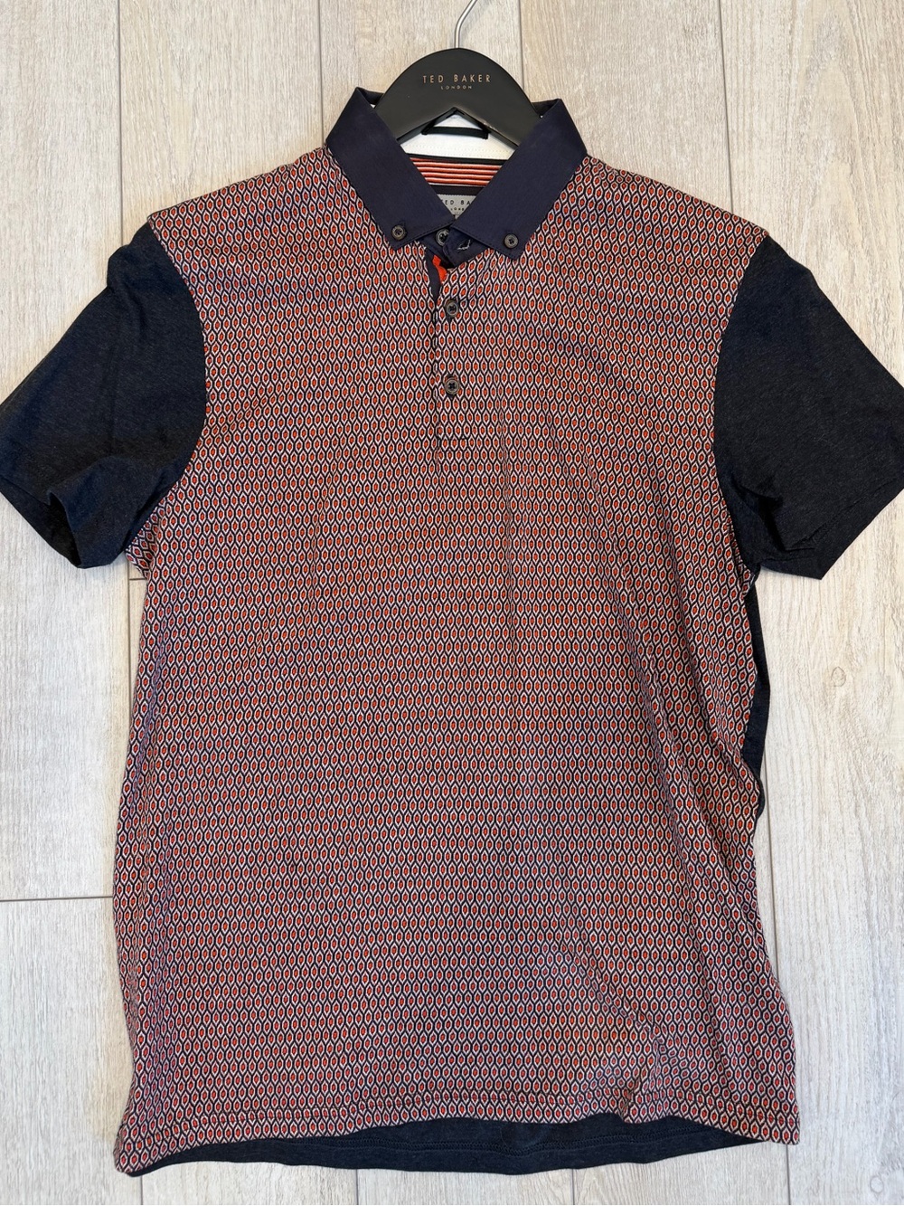 Ted Baker Black & Red Geometric Polo